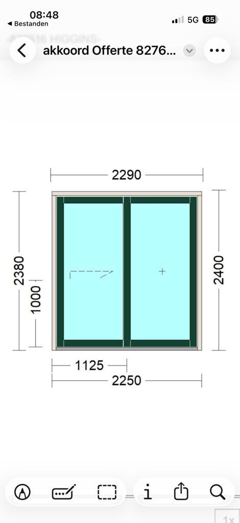 Schuco CT-70 easyslide Hefschuifpui - Crème/Mosgroen, Ophalen, Kunststof, Nieuw, Buitendeur