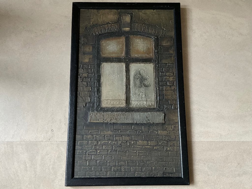 Gesigneerd werk gemengde techniek op board door Goovaerts, Verzenden, Gesigneerd, Gemengde techniek