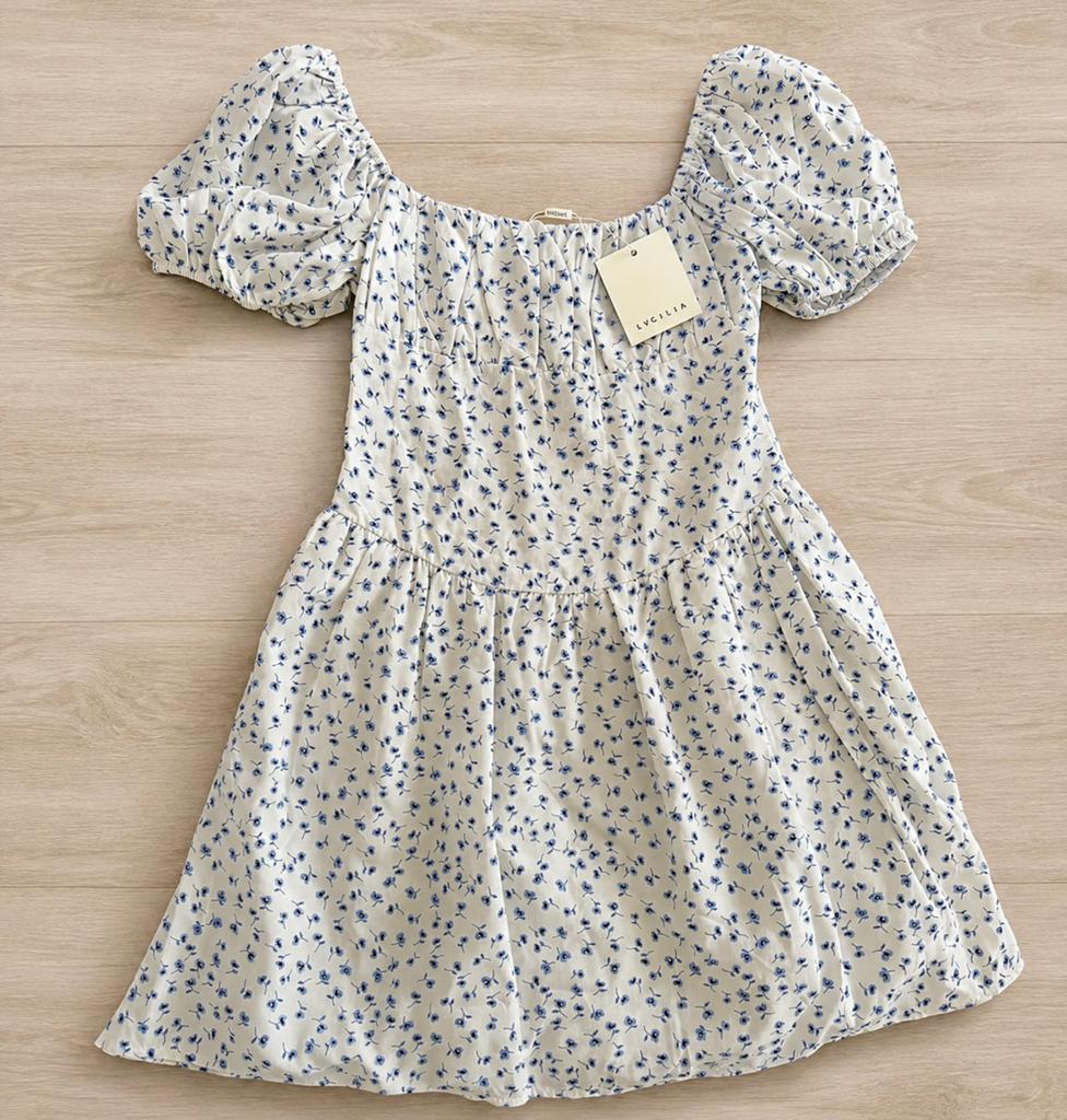 Zomerjurk Lvcilia met bloemenprint - Maat M/L, Maat 38/40 (M), Wit, Nieuw, Ophalen of Verzenden