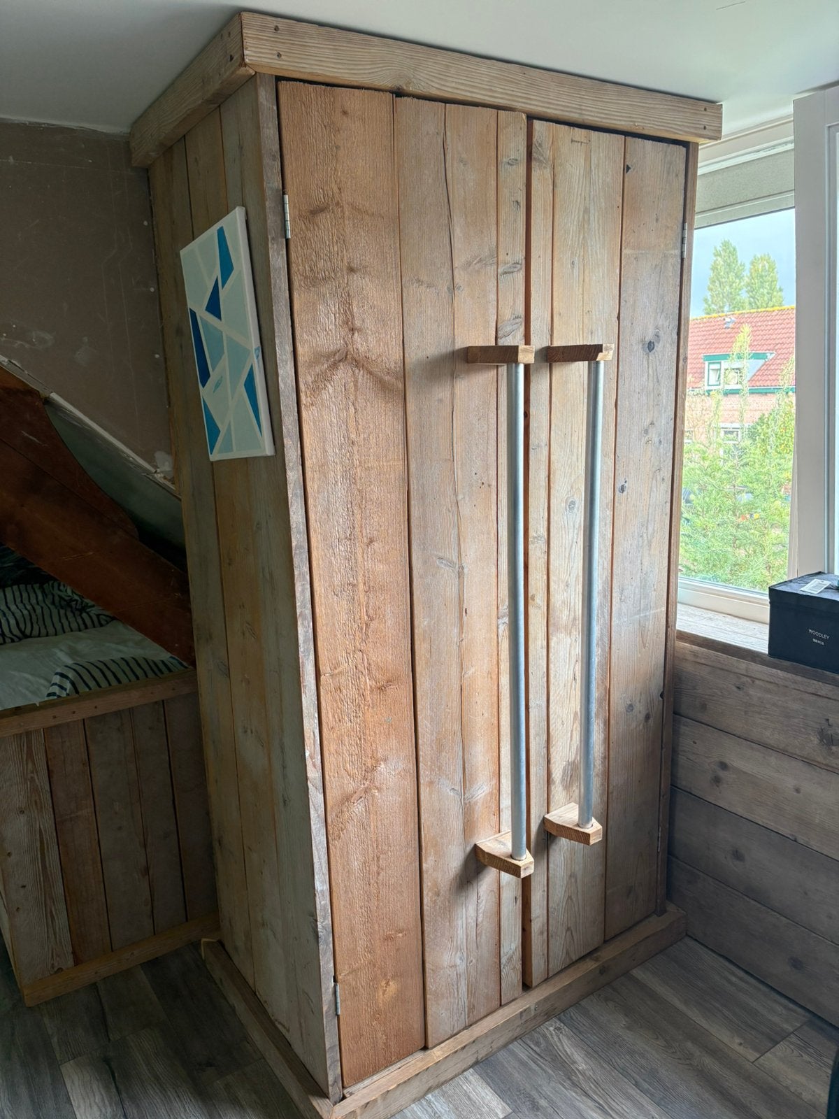 Steigerhouten slaapkamer, Huis en Inrichting, Ophalen, Zo goed als nieuw, Eenpersoons, Steigerhout