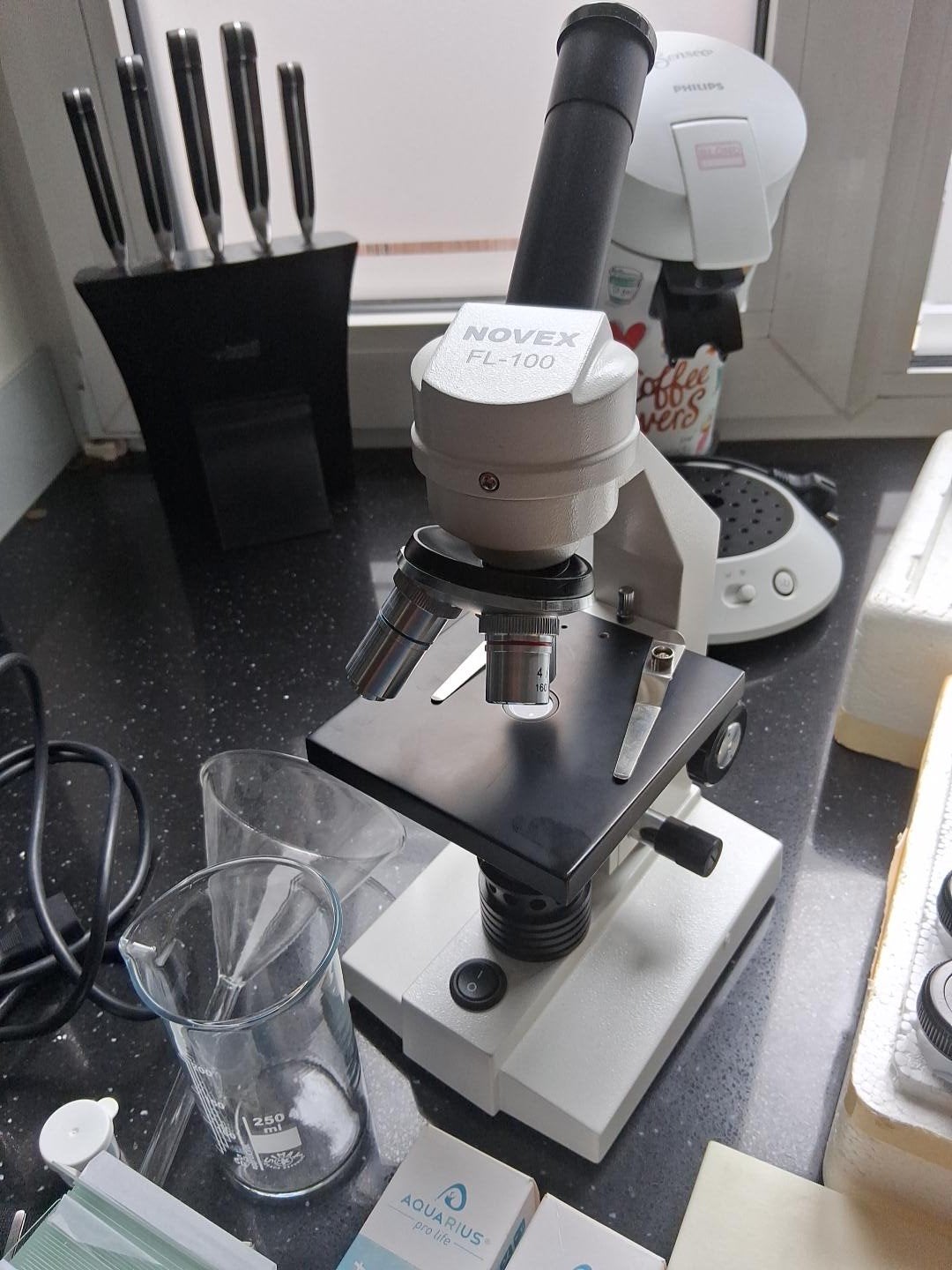Novex FL-100 Biologische Microscoop met Accessoires, Audio, Tv en Foto, Optische apparatuur | Microscopen, Ophalen, Zo goed als nieuw