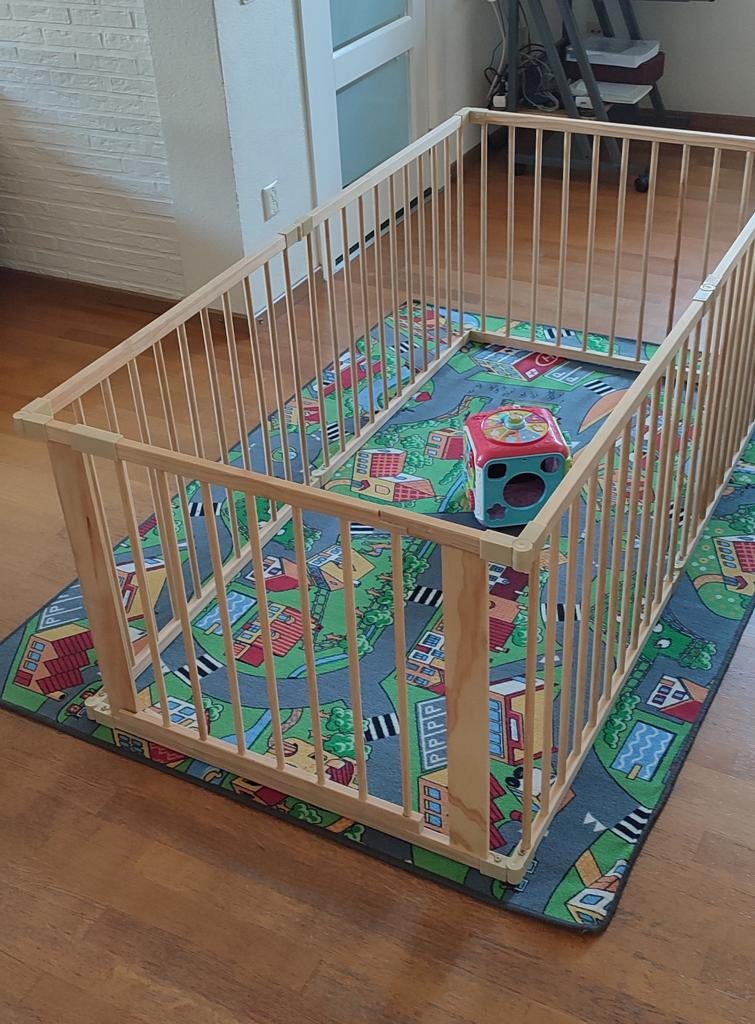Babybox grondbox Dibea DP00581  6 stuks(90x68 cm) hout kleur, Kinderen en Baby's, Boxen, Ophalen, Zo goed als nieuw, Overige vormen