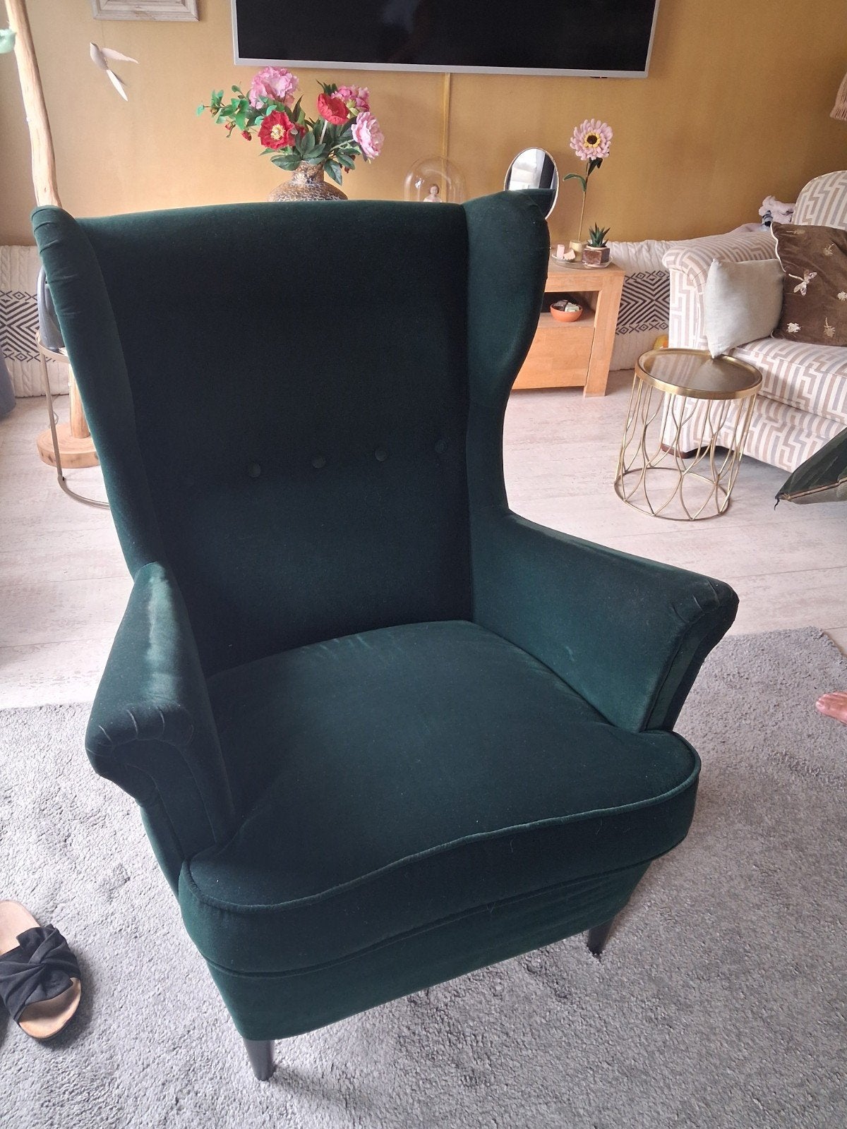 donkergroene fauteuil z0 goed als nieuw, Huis en Inrichting, Fauteuils, Ophalen of Verzenden, Zo goed als nieuw, 75 tot 100 cm