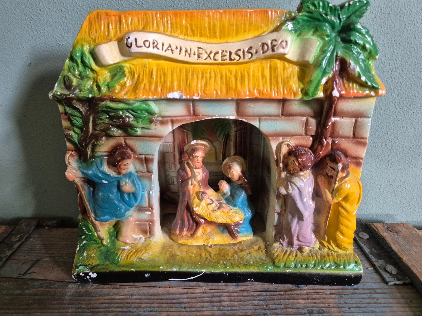 antieke gipsen kerststal DEPOSE, Diversen, Ophalen of Verzenden