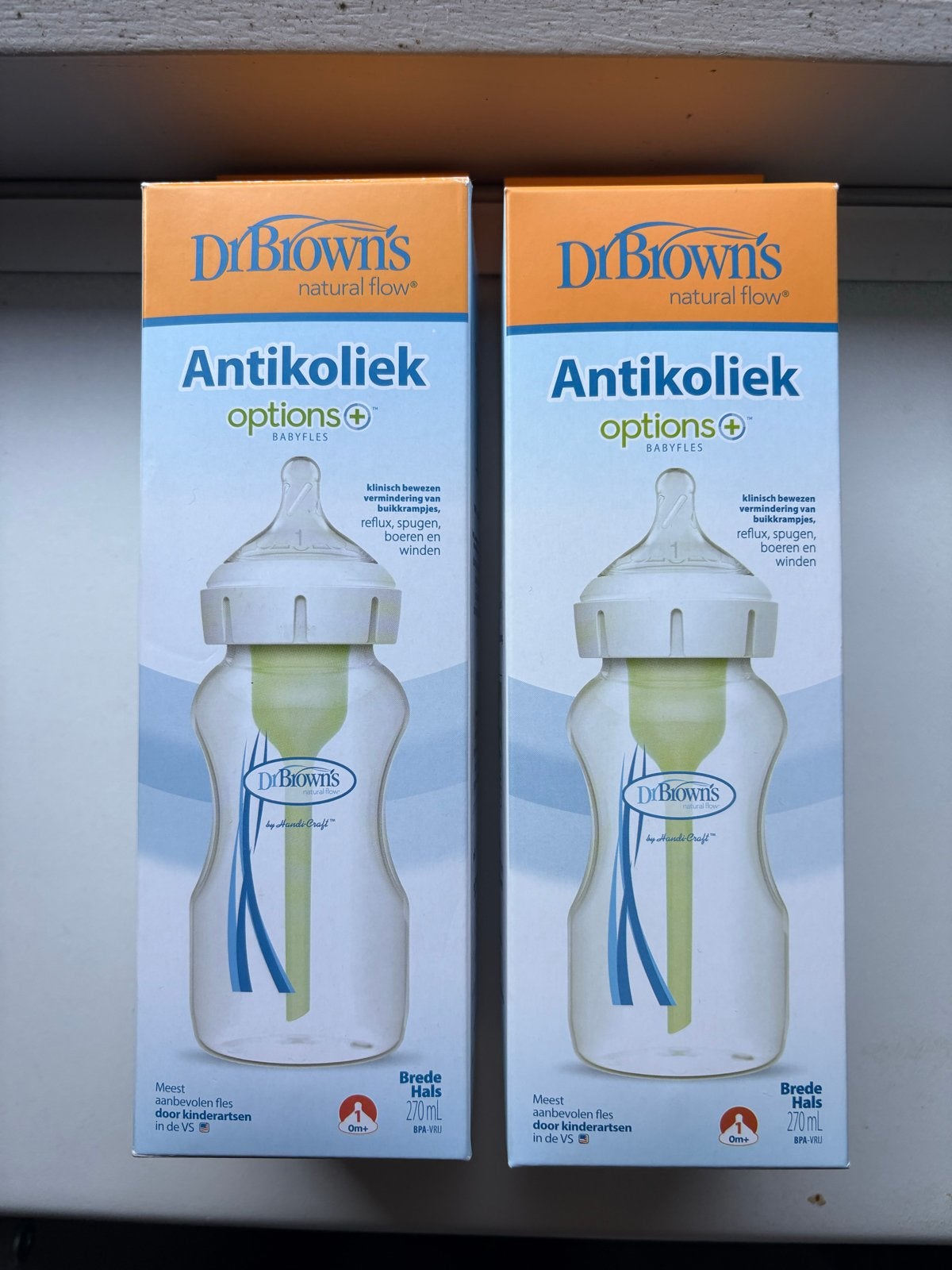 2 Nieuwe Dr. Brown's Options+ Antikoliek Babyflessen, Kinderen en Baby's, Ophalen of Verzenden, Nieuw
