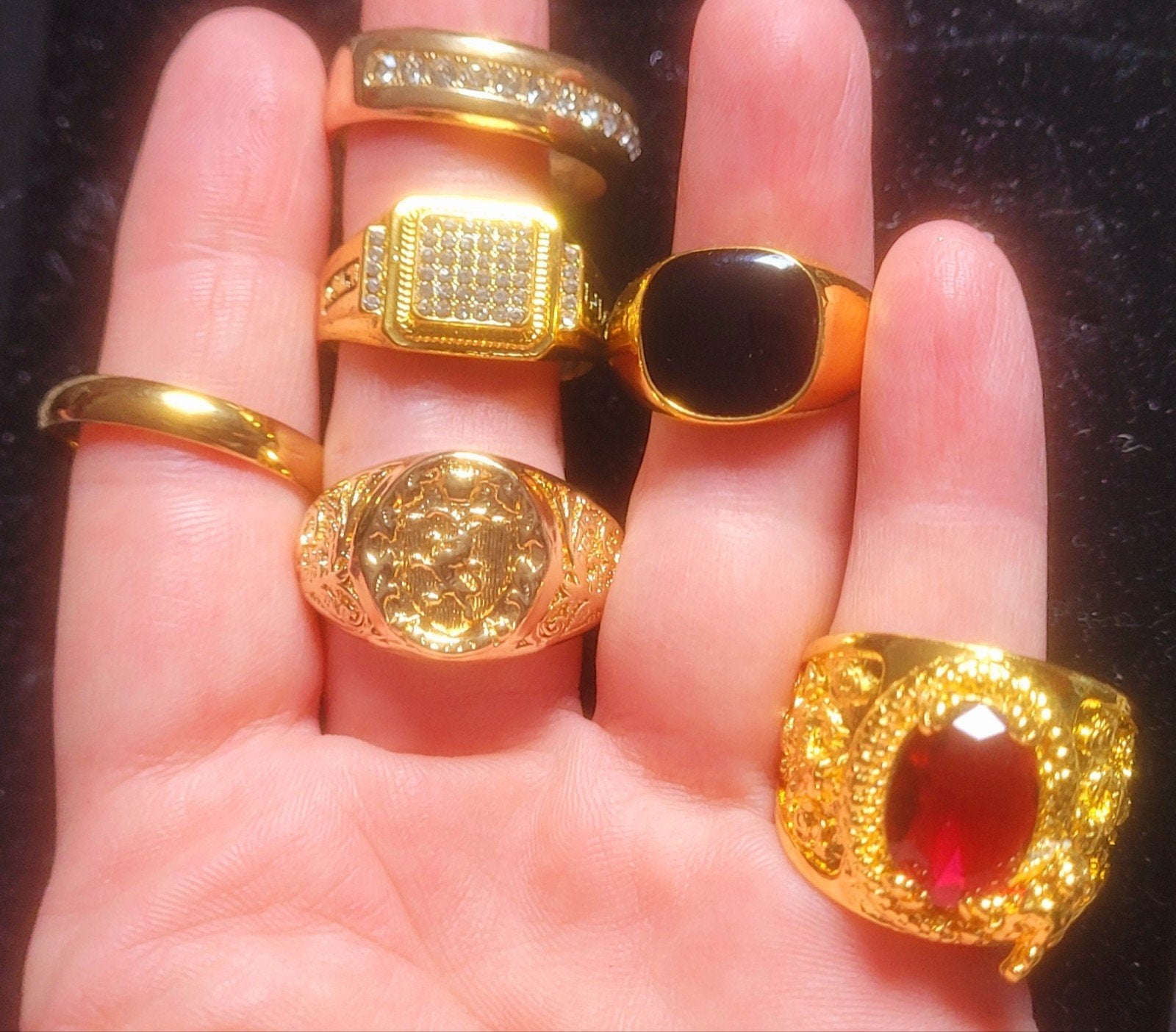 Set van 6 vergoud 18k ringen met Diverse Stenen, Sieraden, Tassen en Uiterlijk, Overige materialen, Met edelsteen, Nieuw, Ophalen of Verzenden