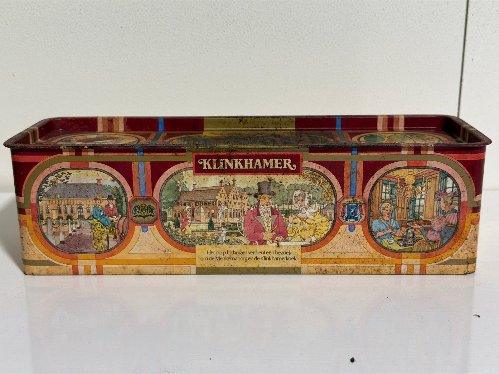 Vintage Klinkhamer Koekblik - Historische Scènes, Verzamelen, Blikken, Ophalen, Gebruikt, Koek(jes), Overige merken