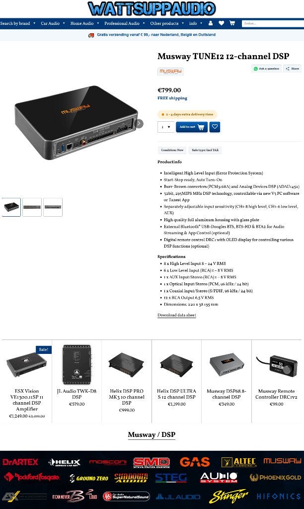 Musway TUNE12 12 kanaals DSP / Digital Sound Processor, Audio Design, Nieuw, Am Breilingsweg 3, 76709 Kronau, Duitsland, Ophalen of Verzenden