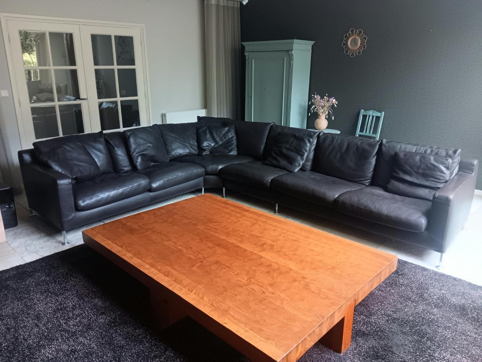 B&B Italia Maxalto Harry Hoekbank - Donkerbruin Leer, Ophalen, Gebruikt, Leer, Modern, Klassiek, Design