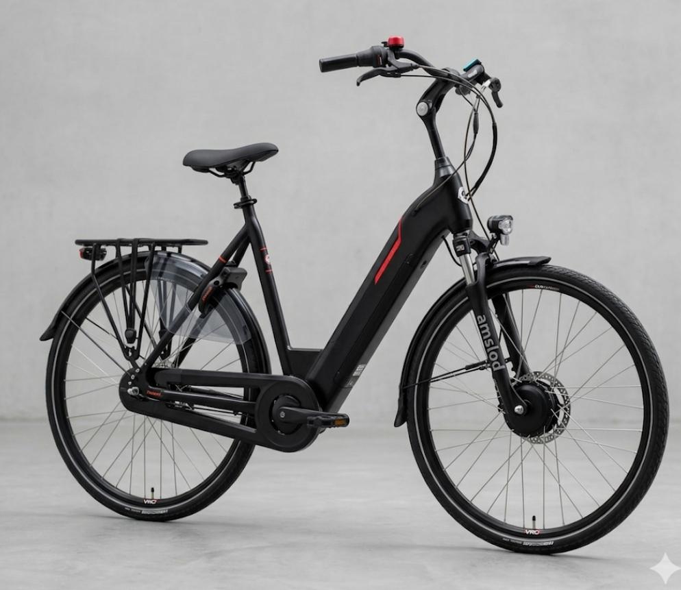 Amslod Newton f-LV 2022 ebike elektrische fiets 57cm 7 speed, Zo goed als nieuw, 50 km per accu of meer, 55 tot 59 cm, Ophalen
