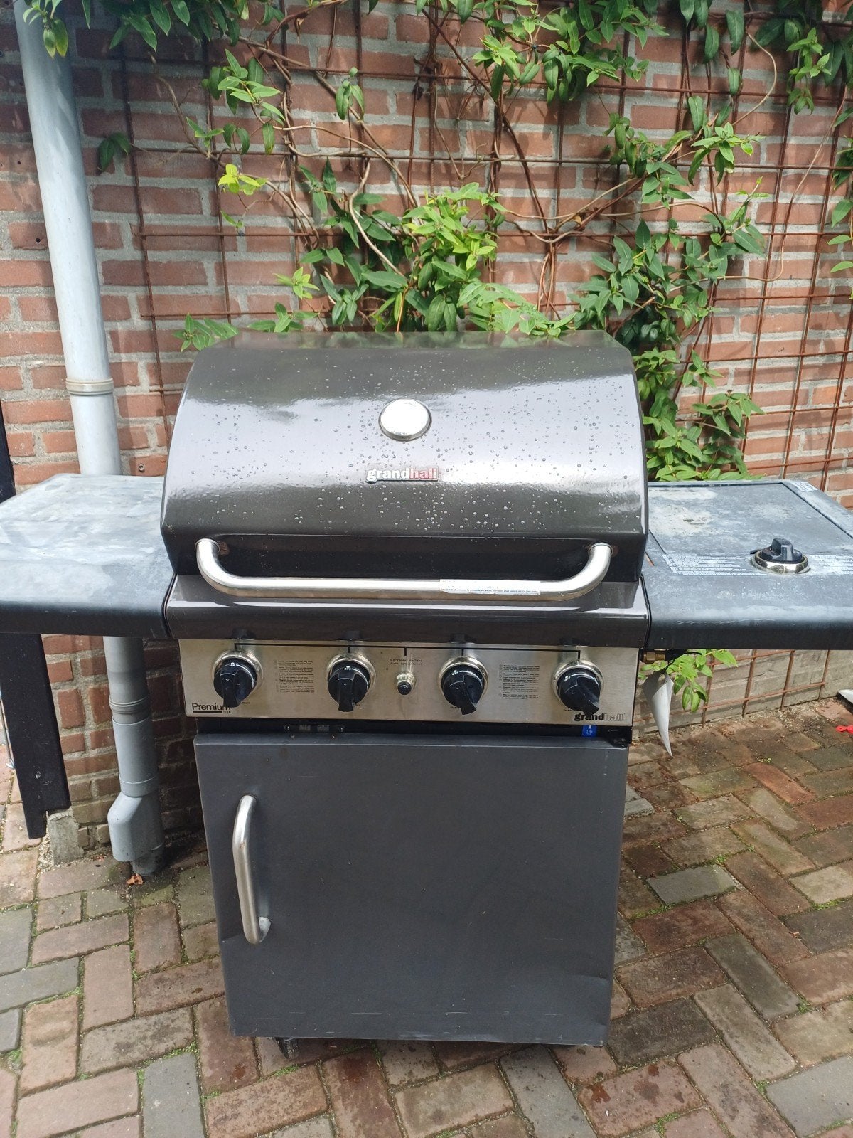 Grandhall premium gas bbq met zijbrander en hoes, Ophalen