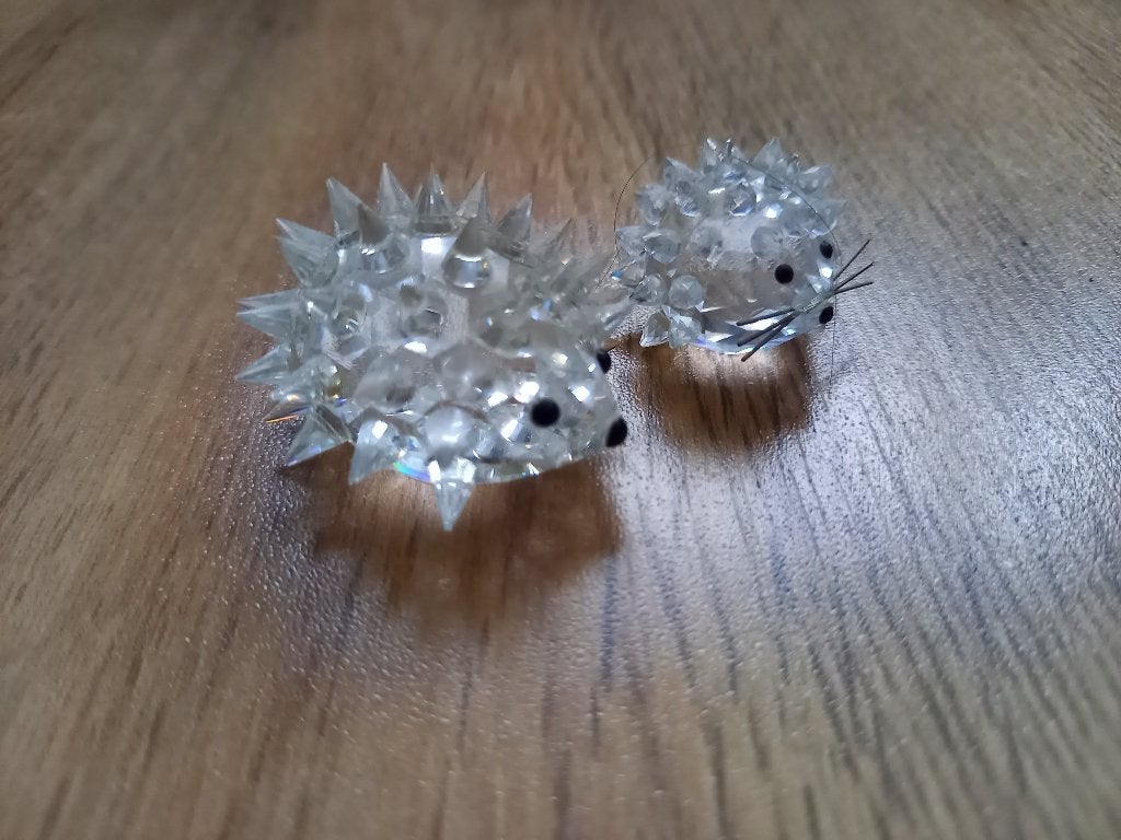 Swarovski Set 2 Kristallen Egeltjes, Ophalen of Verzenden, Gebruikt, Huisaccessoire
