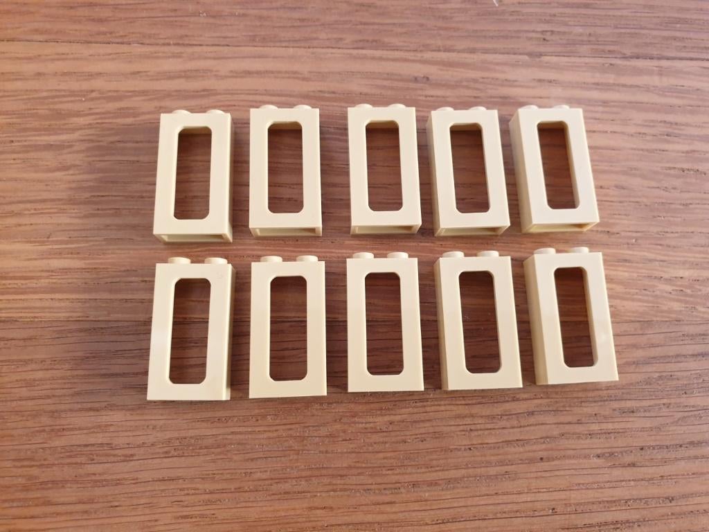 Partij N634=10x Lego trein ramen Tan (Meerdere setjes)
