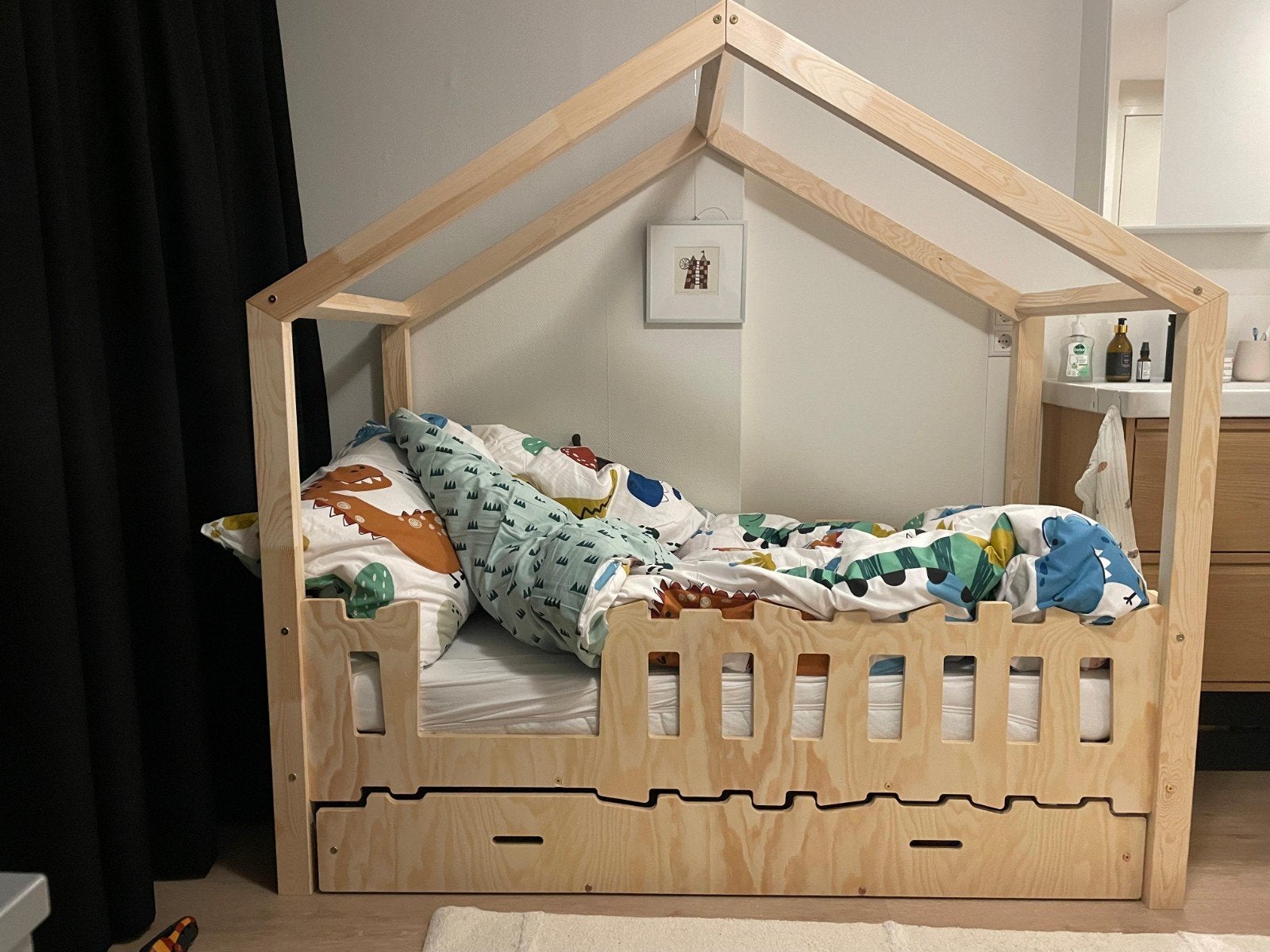 Kinderbed met matras, Ophalen, 85 tot 100 cm, Zo goed als nieuw, Matras