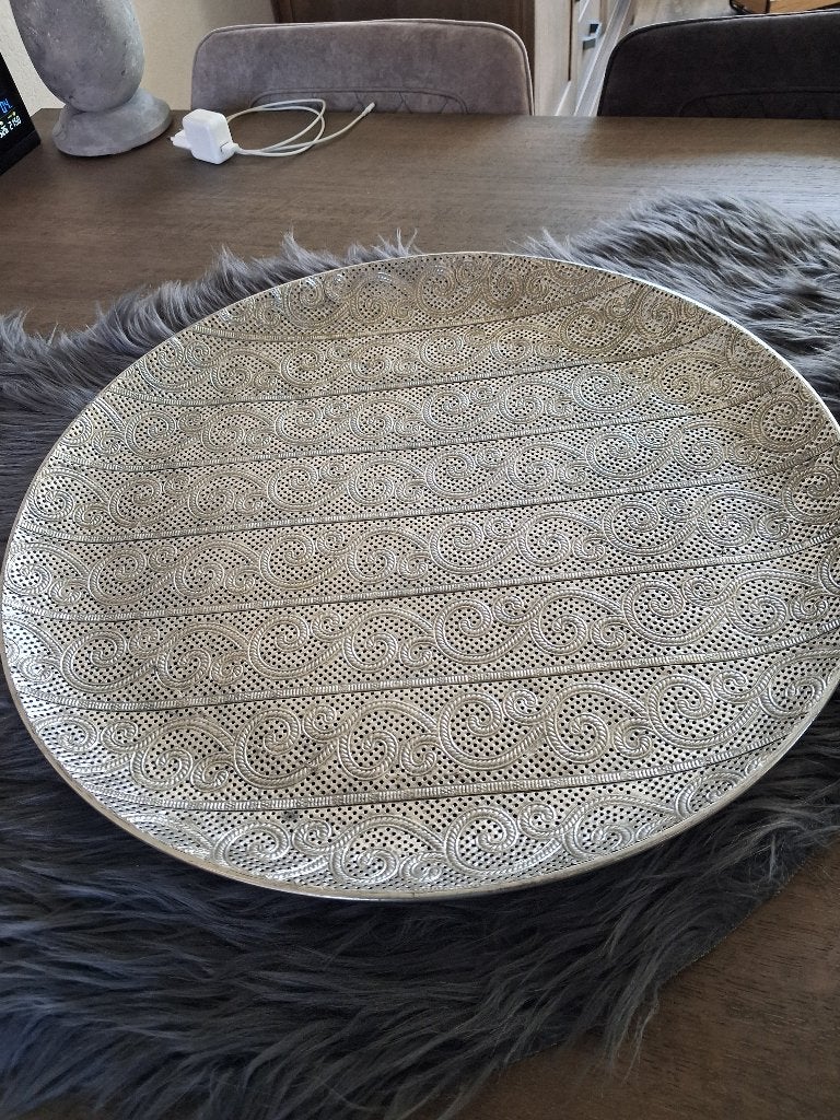 Decoratie dienblad, Huis en Inrichting, Woonaccessoires | Dienbladen, Ophalen, Gebruikt, Rond, Metaal