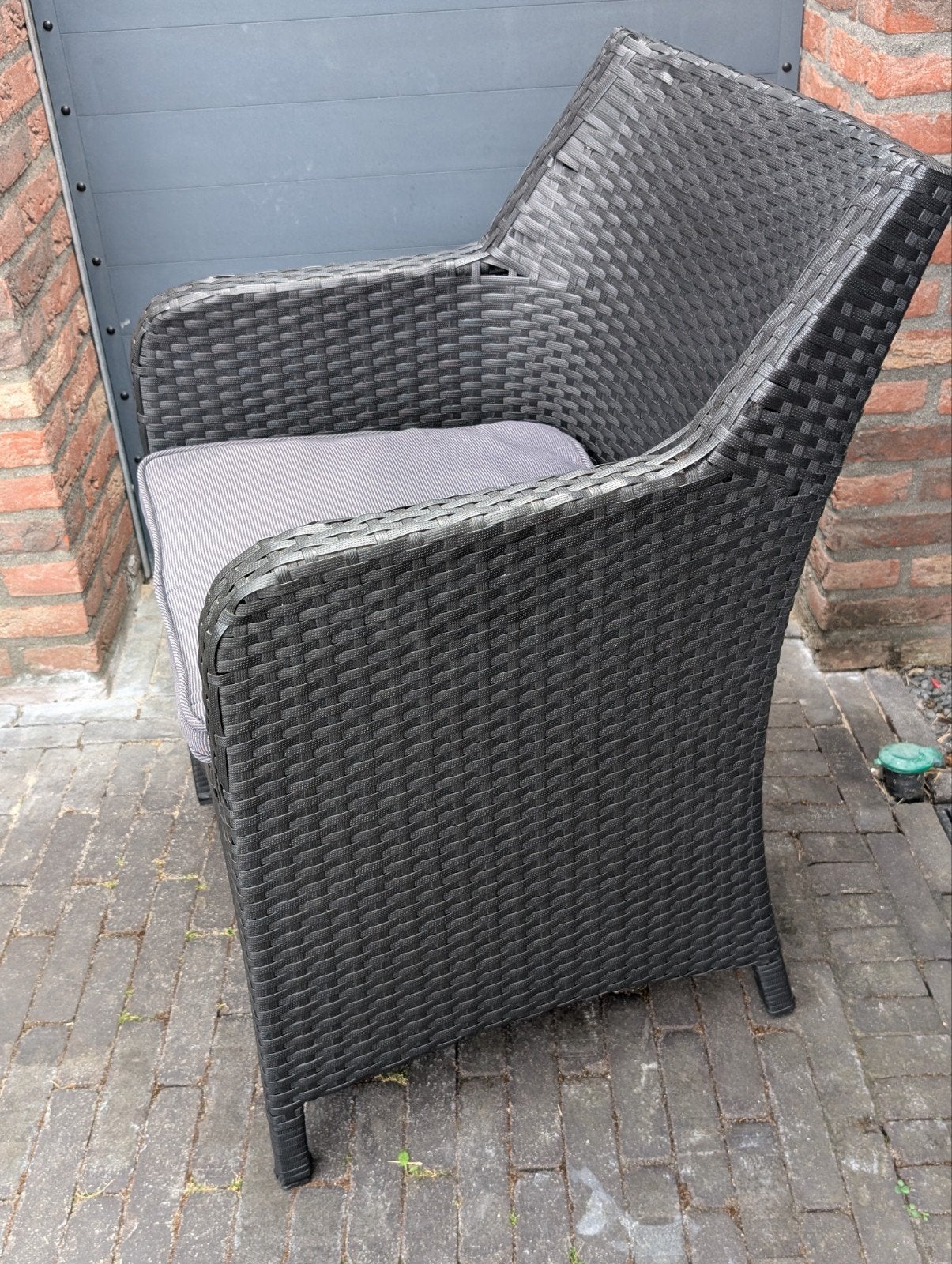 Zwarte tuinstoelen kunststof geweven., Ophalen, Kunststof