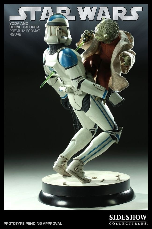 Yoda and Clone Trooper Sideshow Premium format, Verzamelen, Star Wars, Ophalen of Verzenden, Zo goed als nieuw, Beeldje of Buste