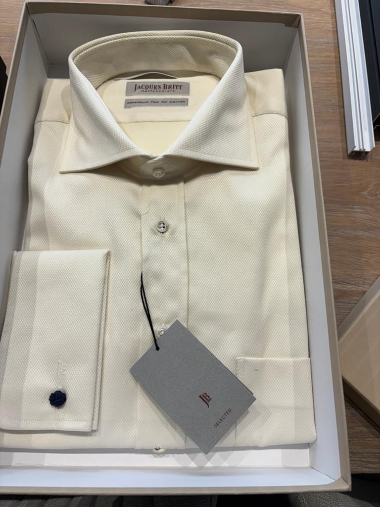 Jacques Britt Crème Overhemd - maat 42 Nieuw met label, Ophalen of Verzenden, Nieuw, Beige, Halswijdte 41/42 (L)