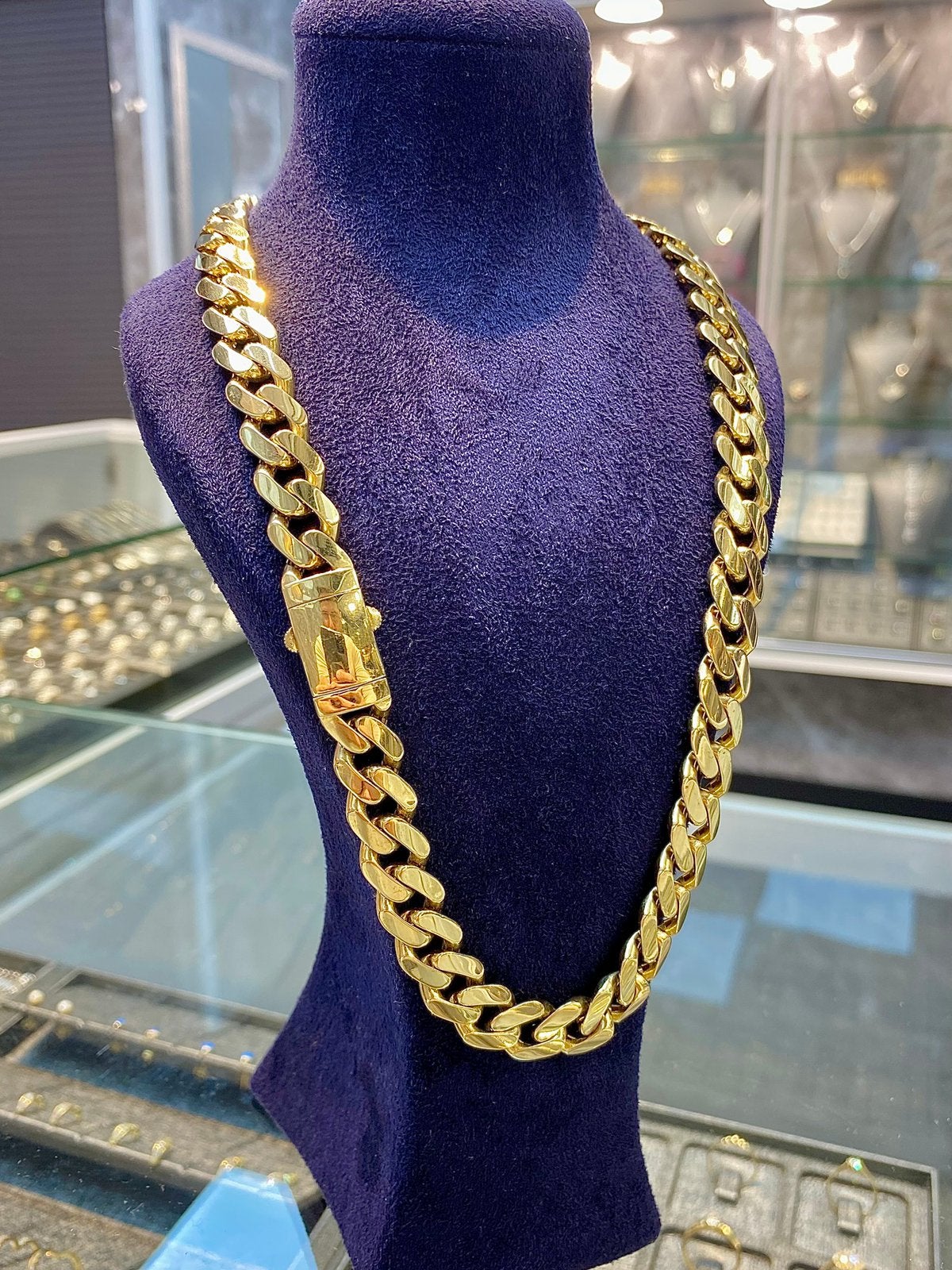 14k Gouden Cuban Link Ketting, Nieuw, Ophalen of Verzenden, Met edelsteen, Goud