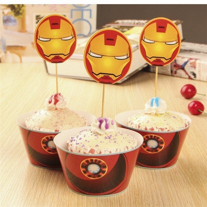 Hele mooie IRONMAN cupcakehouders & toppers pak/24 st € 7,95, Verzenden, Nieuw, Cupcakes, Versiering