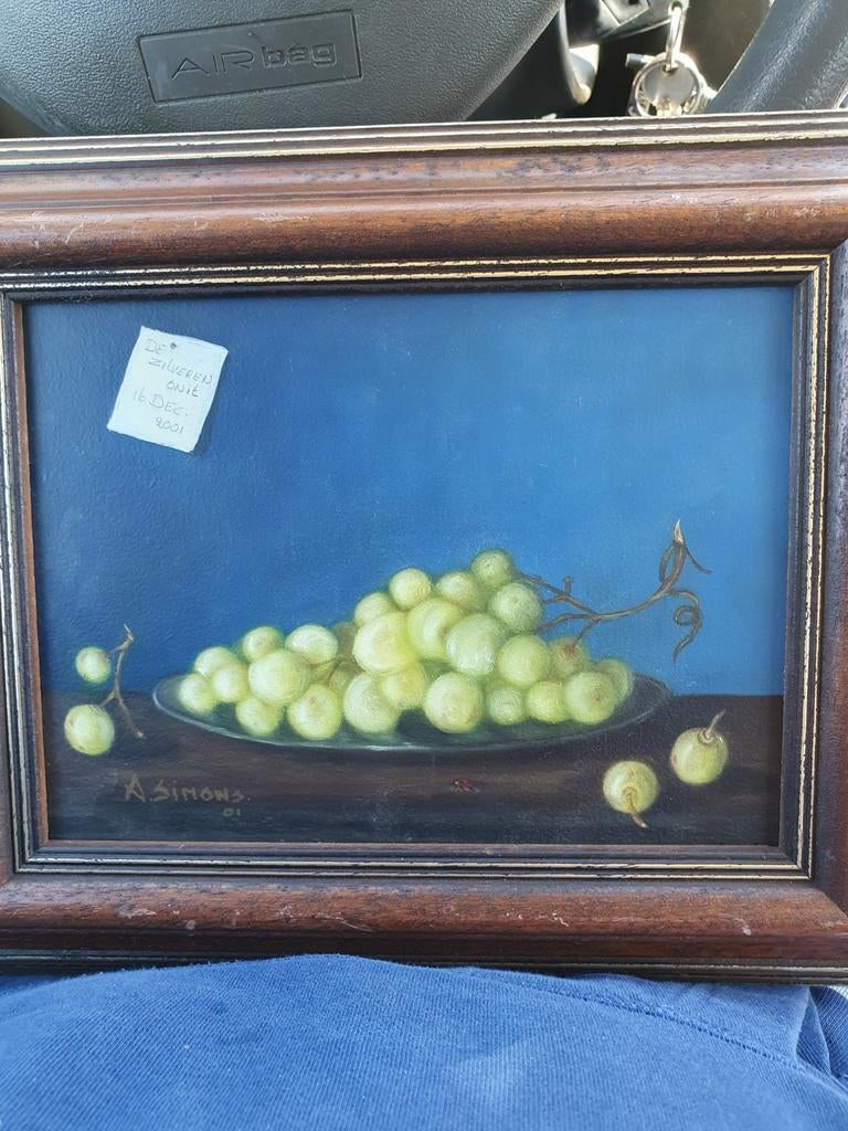 Stilleven met druiven - Schilderij van A. Simons (2001), Ophalen of Verzenden