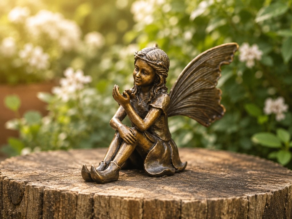 Bronzen beeld/ ELFJE / ENGEL / FEE met VLINDER