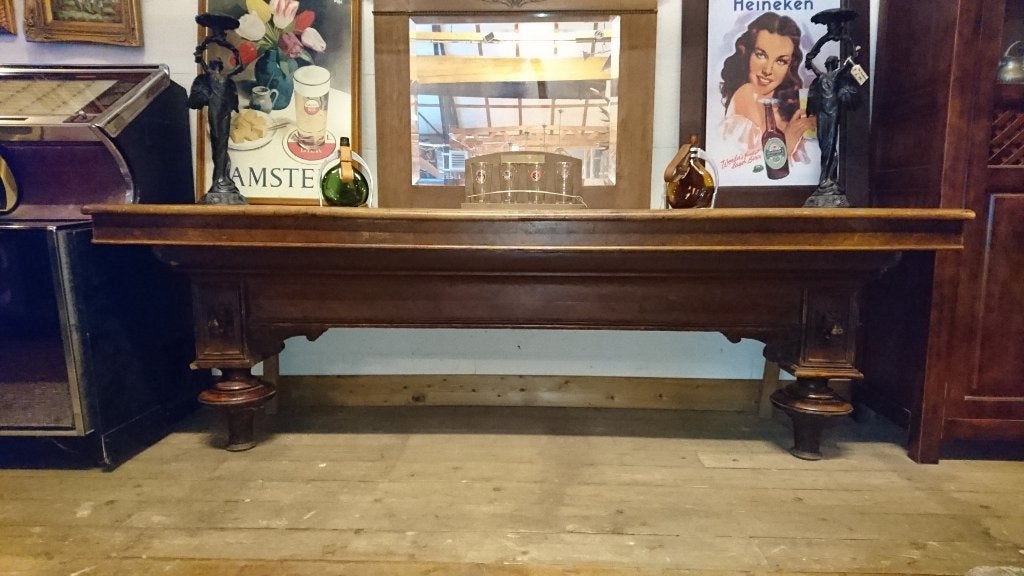 Unieke antieke wandtafel Engelse pub bruin Cafe stijl 227 cm, Ophalen