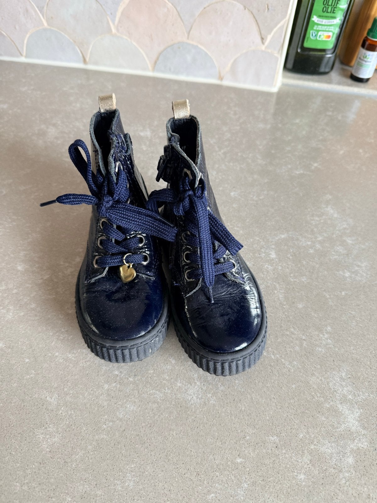 Muiters (Ziengs) blauwe laklaarzen maat 24, Ophalen of Verzenden, Gebruikt, Meisje, Laarzen
