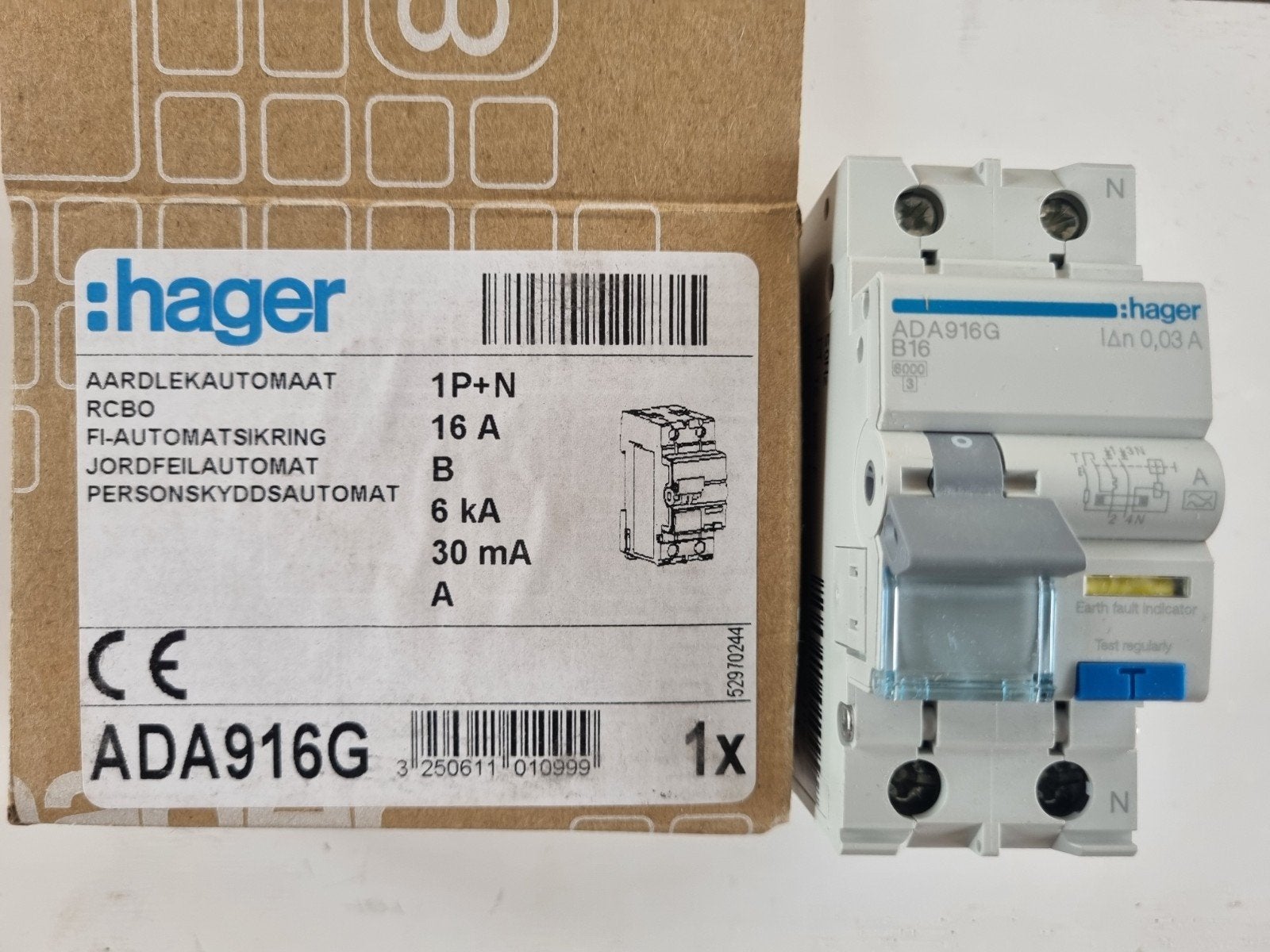 Nieuw in verpakking, Ophalen of Verzenden, Nieuw, Hager, Aardlekautomaat
