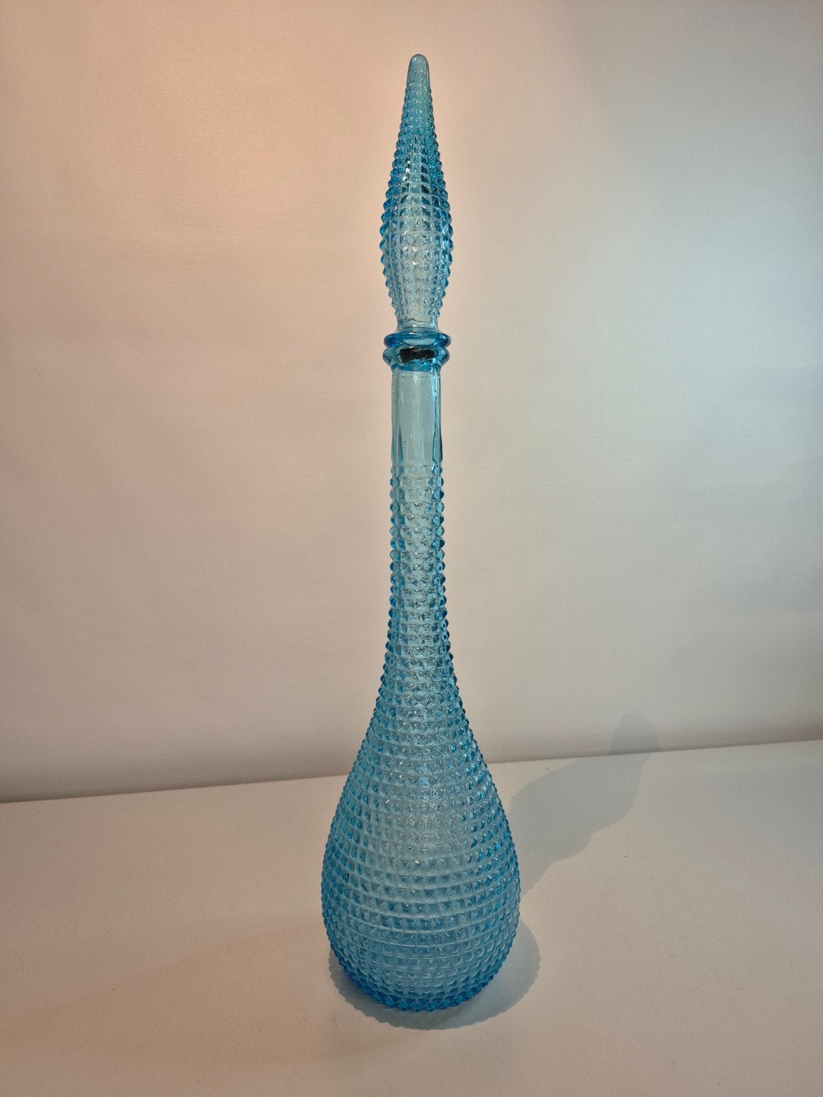 Italiaanse empoli hobnail glazen blauwe fles, Blauw, ., Ophalen of Verzenden, .
