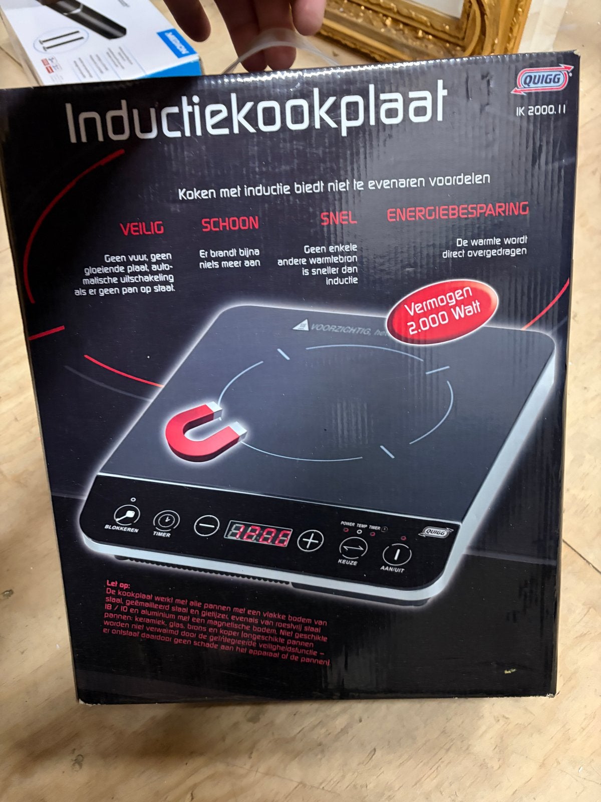 Quigg Inductiekookplaat 2000W -  in doos, Ophalen, Nieuw, 3 kookzones of minder, Inductie