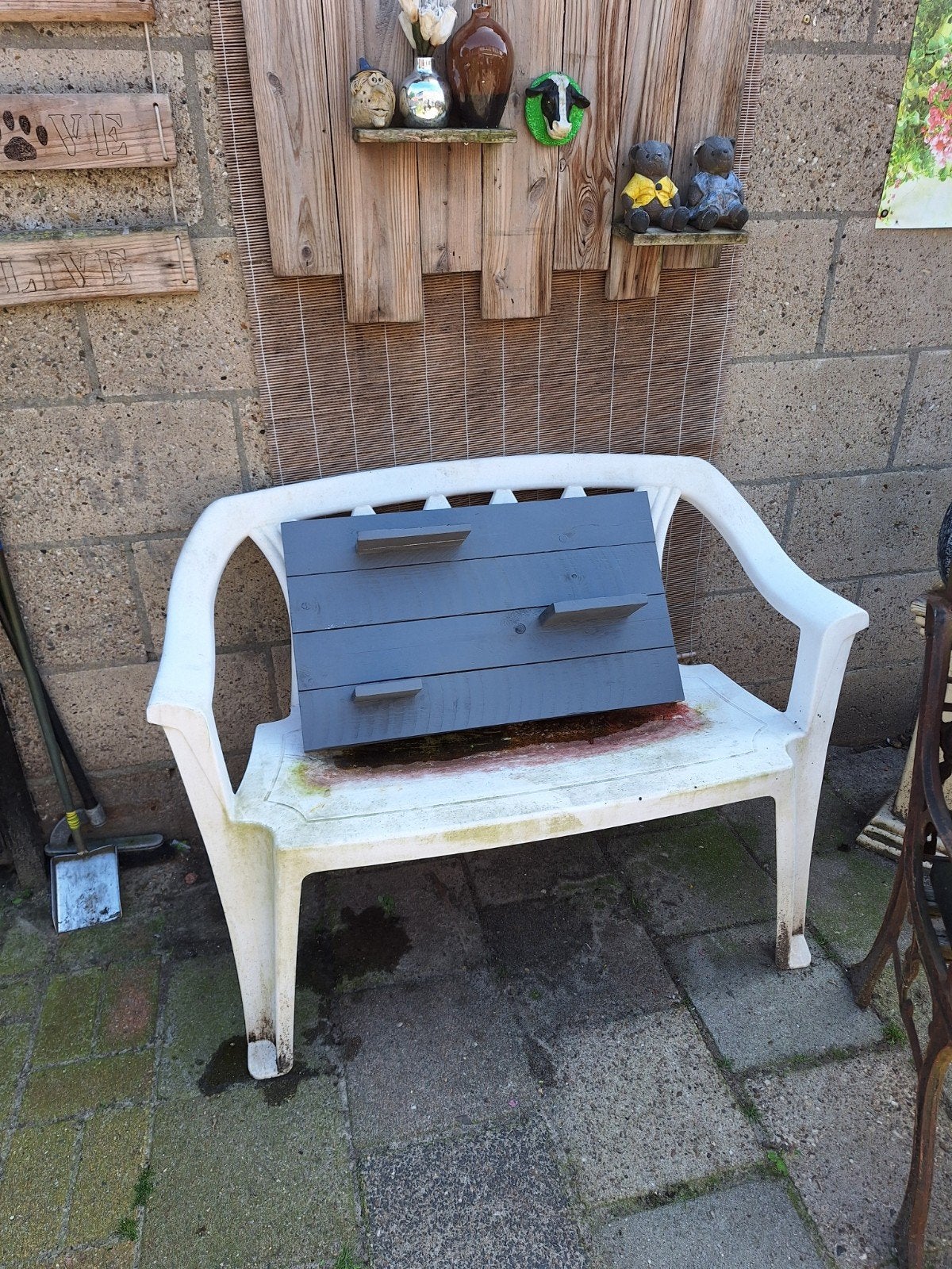 Tuin bank plus want deco alles meenemen, Tuin en Terras, Tuinbanken, Ophalen, Gebruikt, Kunststof