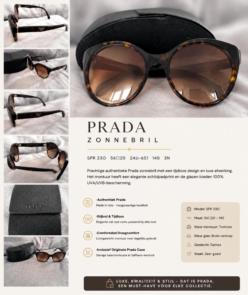 Prada zonnebril, Zonnebril, Ophalen of Verzenden, Zo goed als nieuw, Prada