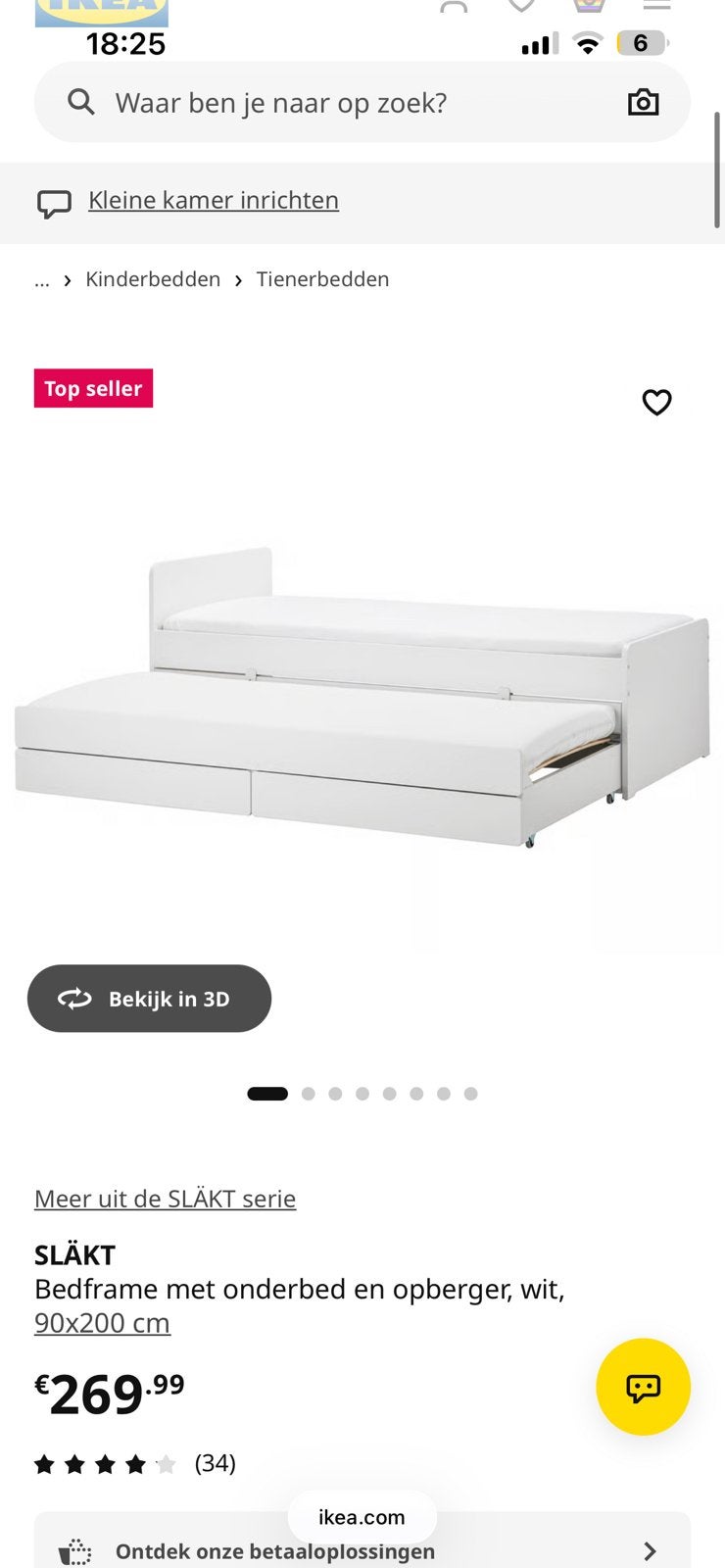 Ikea slakt bed zonder onderbed., Eenpersoons, Wit, Ophalen of Verzenden, Zo goed als nieuw