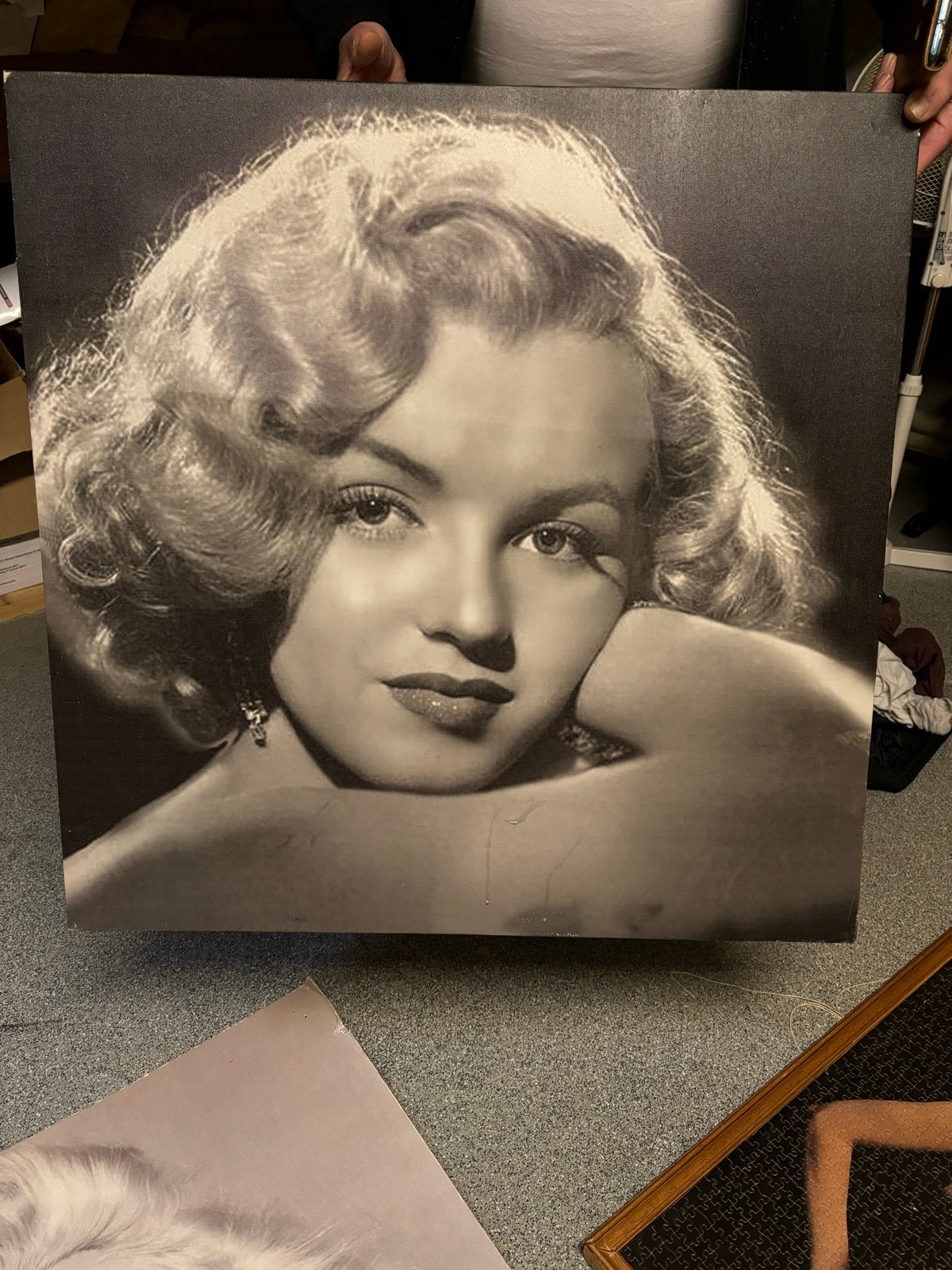 Marilyn Monroe Canvas Schilderij - Zwart-wit Portret, 50 – 75, Gebruikt, Oorspronkelijke maker, Ophalen of Verzenden