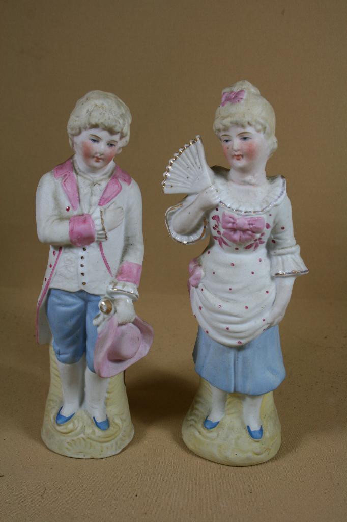 Stel biscuit porseleinen beeldjes, Ophalen of Verzenden