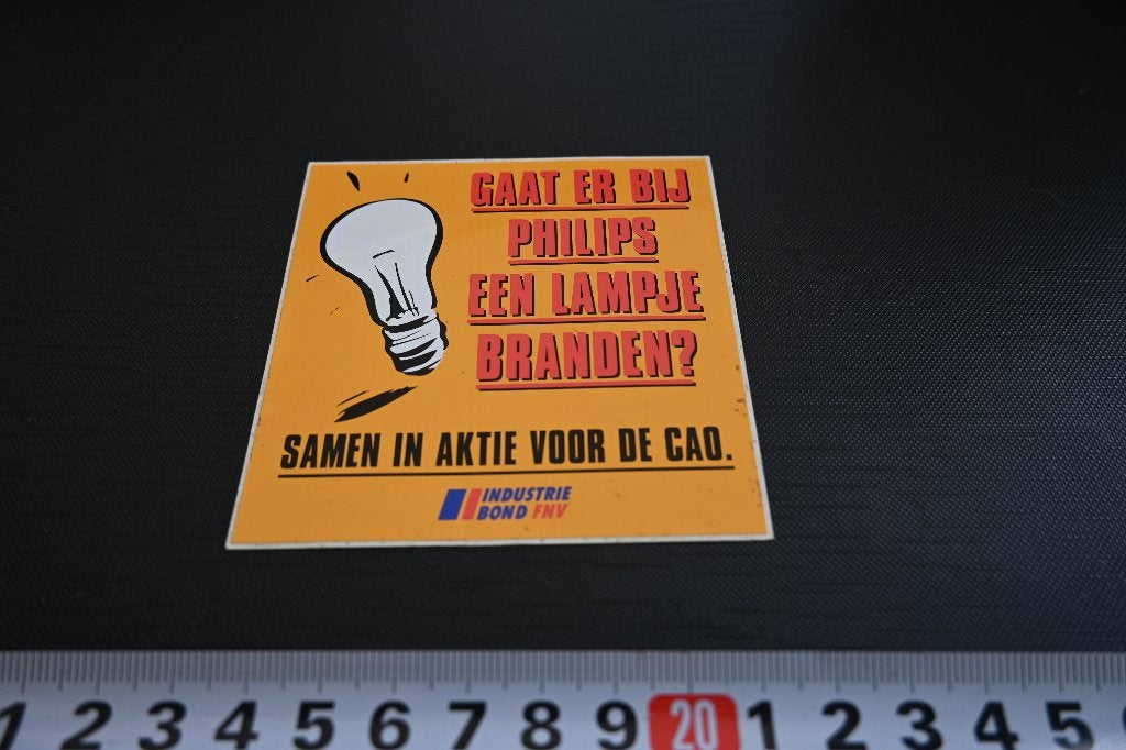 sticker gaat er bij philips een lampje branden FNV aktie cao, Verzamelen, Stickers, Ophalen, Zo goed als nieuw