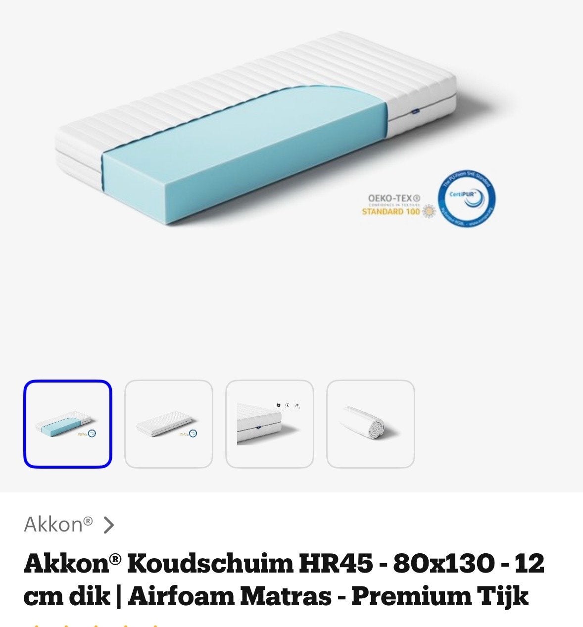 Luxe koudschuim matras 80x130 cm, Ophalen, Eenpersoons, Zo goed als nieuw, 80 cm