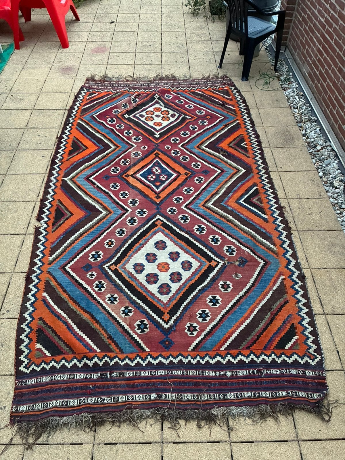 Orgineel vintage kelim tapijt, Ophalen, Gebruikt, 150 tot 200 cm, 200 cm of meer