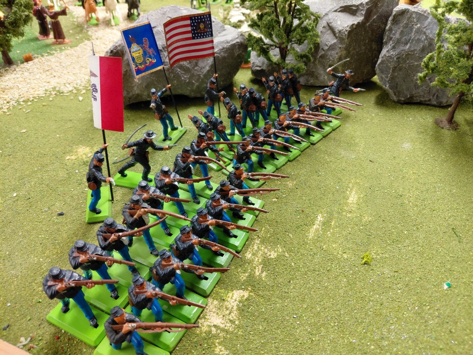 Britains Deetail soldaatjes US infanterie  Vuurlinie, Ophalen of Verzenden, Zo goed als nieuw, Groter dan 1:35