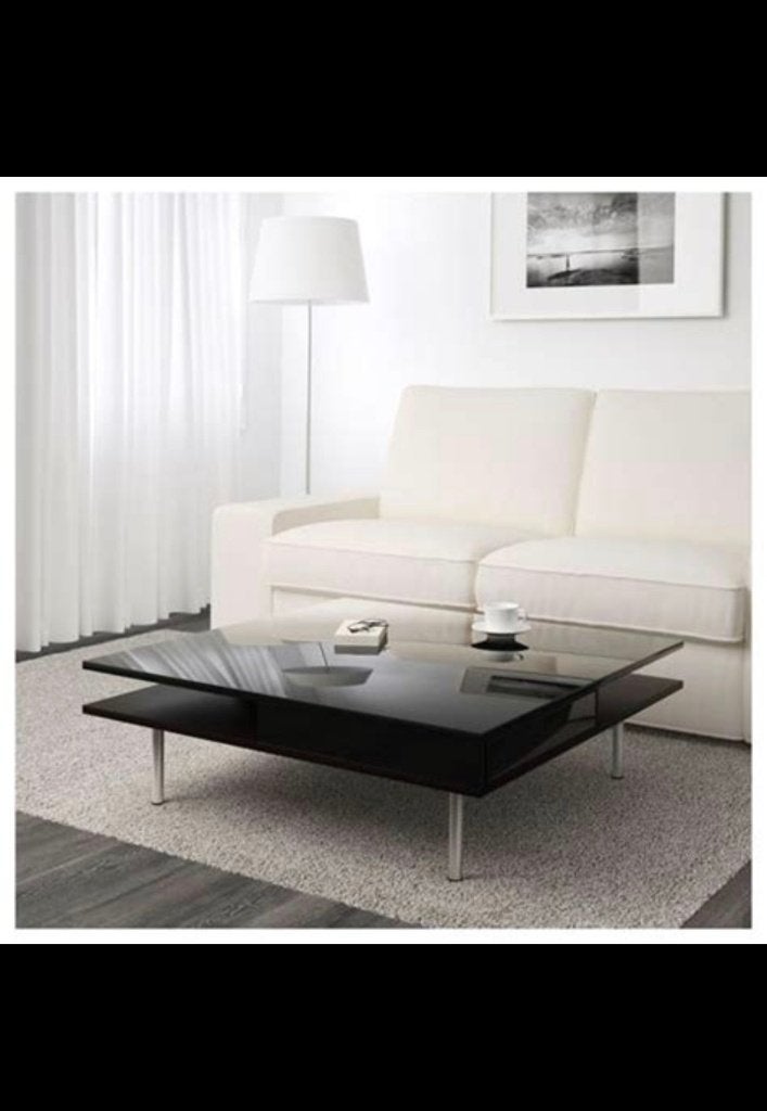 IKEA TOFTERYD salontafel hoogglans zwart 95x95 cm, Huis en Inrichting, Ophalen, Gebruikt, 100 tot 150 cm, 50 tot 100 cm