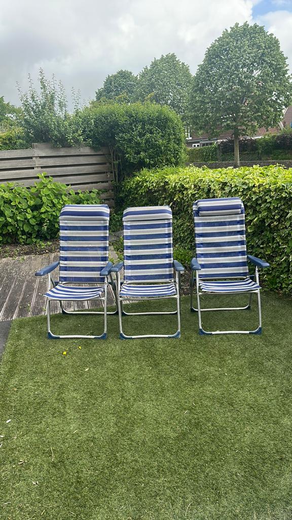 3 verstelbare tuinstoelen van het merk Crespo, Ophalen, Gebruikt, Aluminium, Inklapbaar