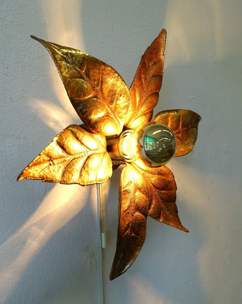 Vintage wandlamp Brutalist lamp messing Regency, Ophalen of Verzenden, Gebruikt
