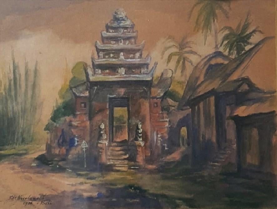 Schilderij Bali Indonesië - Johannes Nicolaas, Antiek en Kunst, Kunst | Schilderijen | Klassiek, Ophalen of Verzenden
