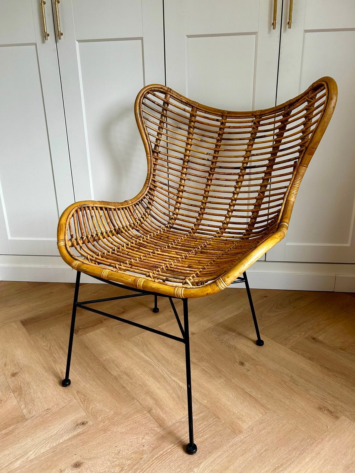 Fauteuil Jasmine rotan/metaal - Leen Bakker, Ophalen, Zo goed als nieuw, 50 tot 75 cm, Riet of Rotan