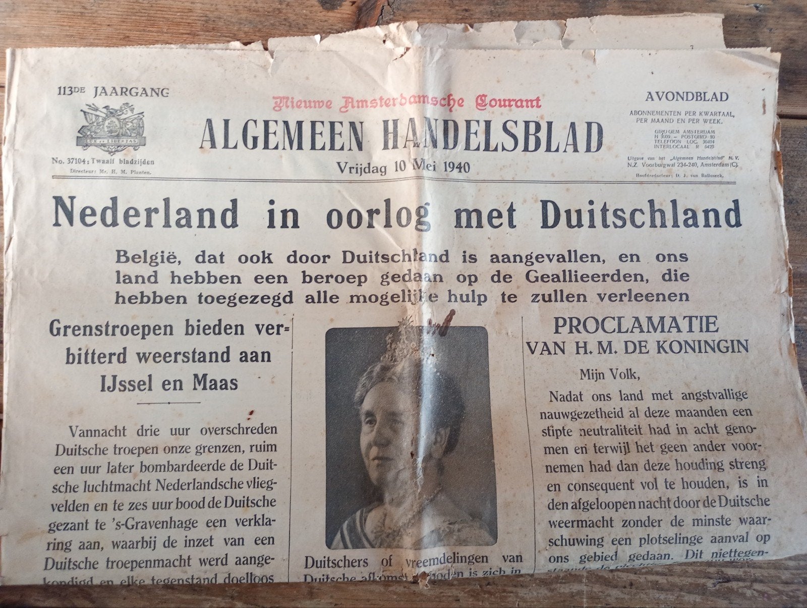 Algemeen Handelsblad 10 mei 1940: Nederland in oorlog, Verzamelen, ., Overige soorten, Ophalen of Verzenden, .
