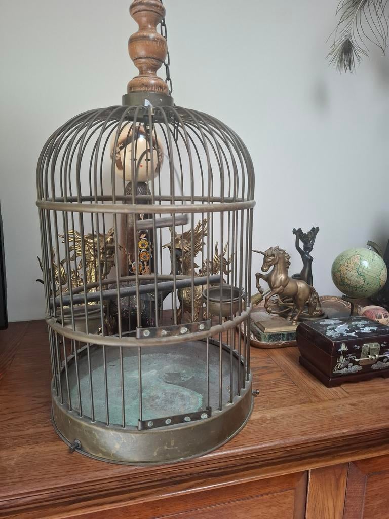 Prachtige vintage antieke vogelkooi messing, Ophalen of Verzenden, Gebruikt