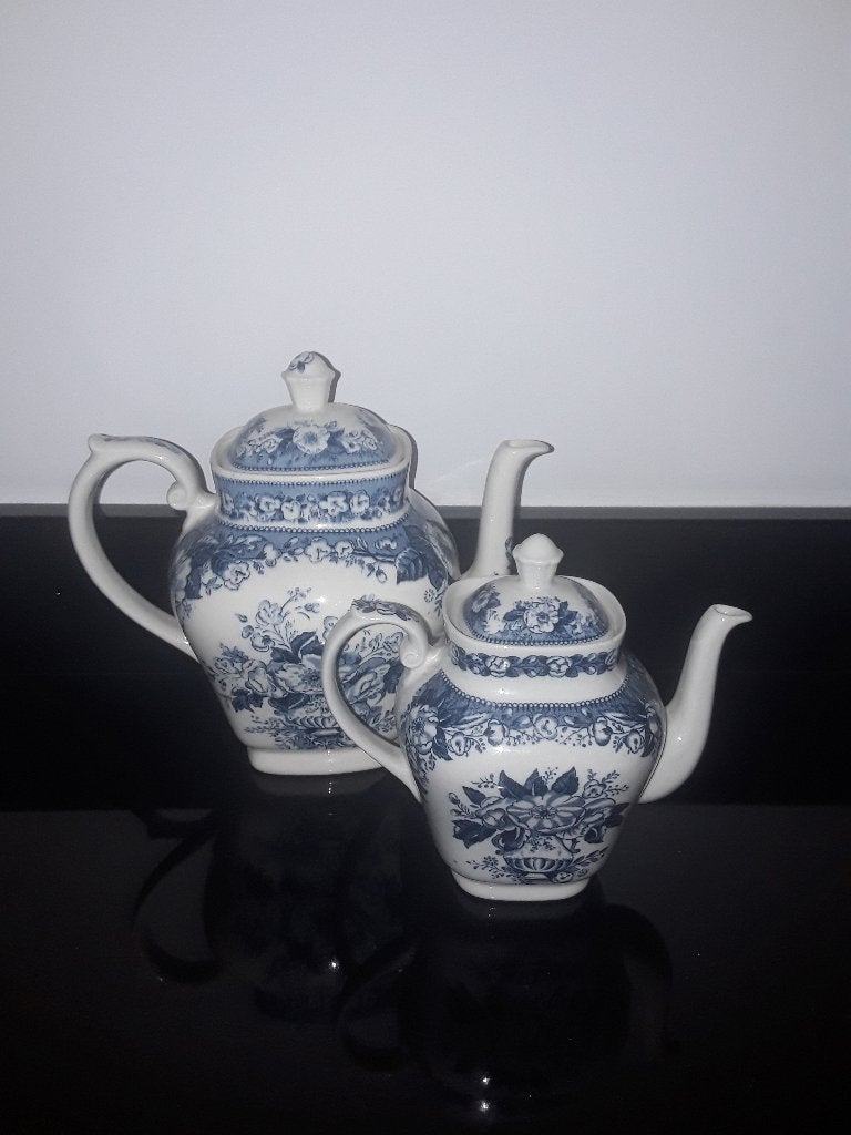 Regout Balmoral blauw grote en kleine koffiepot, Verzenden