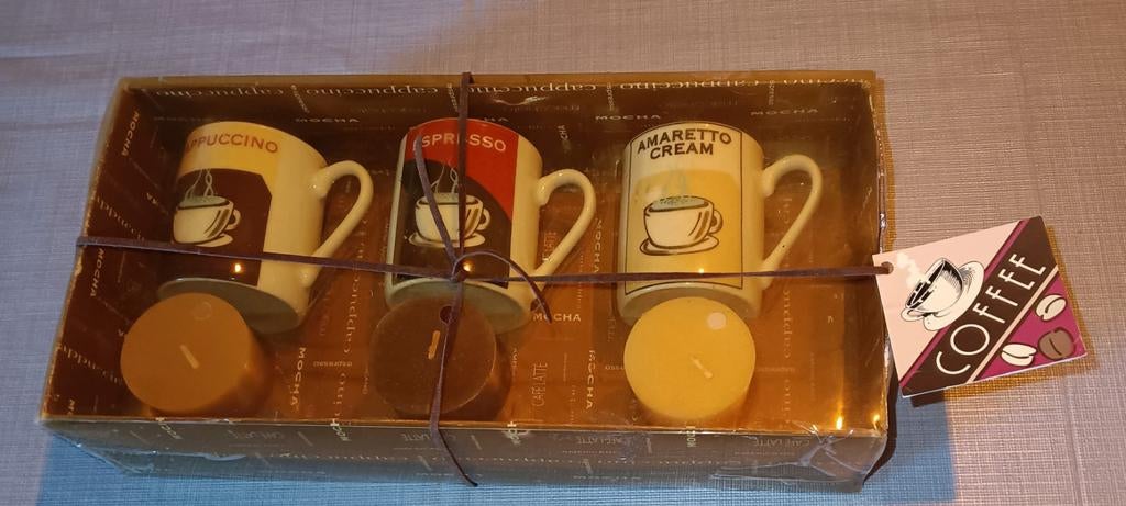 Vintage Espresso Kopjes Set met Kaarsjes - Nieuw in Doos, Verzamelen, Retro, Ophalen of Verzenden