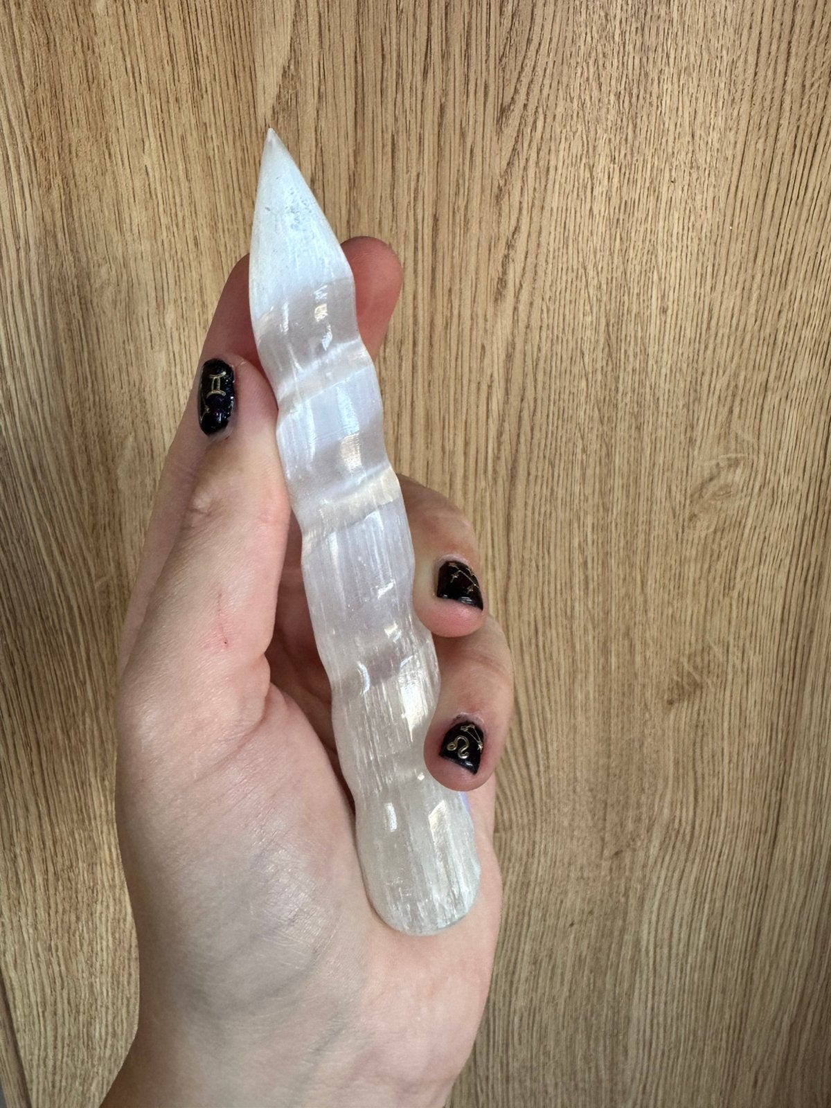 Natural Selenite Unicorn Horn Wand 15cm, Ophalen of Verzenden, Mineraal